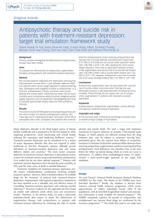 First page of the British Journal of Psychiatry article